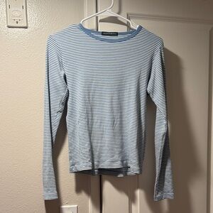 Brandy Melville Light Blue and White Striped Top